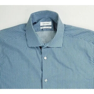 Calvin Klein Medium 15-15.5 slim Fit Spread Collar 4 Way Stretch Mini Polka Dots
